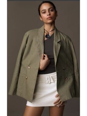 Anthro Dolan M Linen Blend Slouchy Textured Blazer